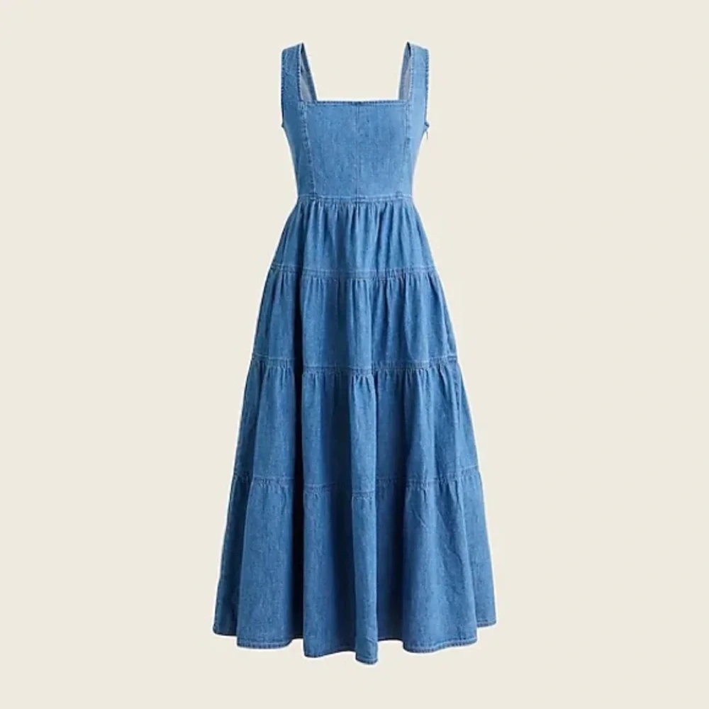 J.Crew Tiered denim squareneck dress